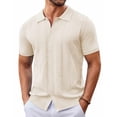thumbnail image 1 of COOFANDY Men's Knit Button Down Shirt Vintage Short Sleeve Polo Shirts Casual Beach Shirts, 1 of 8