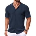 thumbnail image 1 of COOFANDY Mens Knit Button Down Shirt Vintage Short Sleeve Polo Shirts Casual Beach Tops Fashion Hawaiian Shirt, 1 of 6