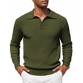 thumbnail image 1 of COOFANDY Mens Knit Polo Shirts Long Sleeve Casual Polo Sweaters Shirt Waffle Textured Collared Sweater, 1 of 6