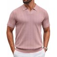 thumbnail image 1 of COOFANDY Mens Knit Polo Shirts Striped Textured Polo Shirt Lightweight Dress Polo Shirts Collared Golf T Shirt, 1 of 7