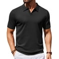 thumbnail image 1 of COOFANDY Mens Knit Polo Shirts V Neck Short Sleeve Stretch Polo T Shirt Casual Golf Shirts, 1 of 9