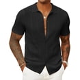 thumbnail image 1 of COOFANDY Mens Casual Knit Polo Shirt Vacation Short Sleeve Button Down Shirts Textured Summer Beach T-Shirts Old Money Clothes, 1 of 5