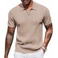 thumbnail image 1 of COOFANDY Mens Knitted Polo Shirts Textured Polo Shirt Short Sleeve Mens V Neck Collared Shirts Casual Striped Polos, 1 of 6