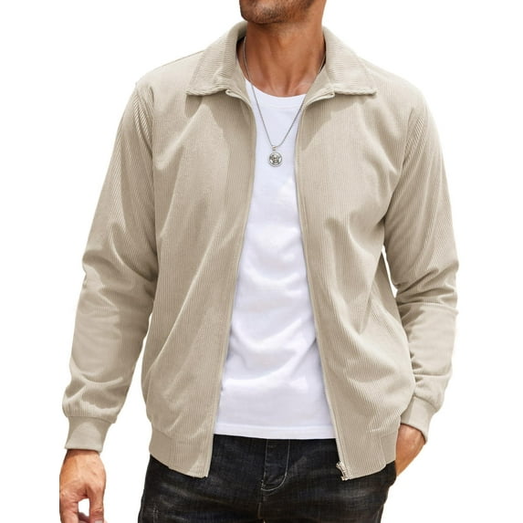 COOFANDY Men's Outdoor Corduroy Jacket Collared Fashion Fall Jacket Lightweight Work Outwear