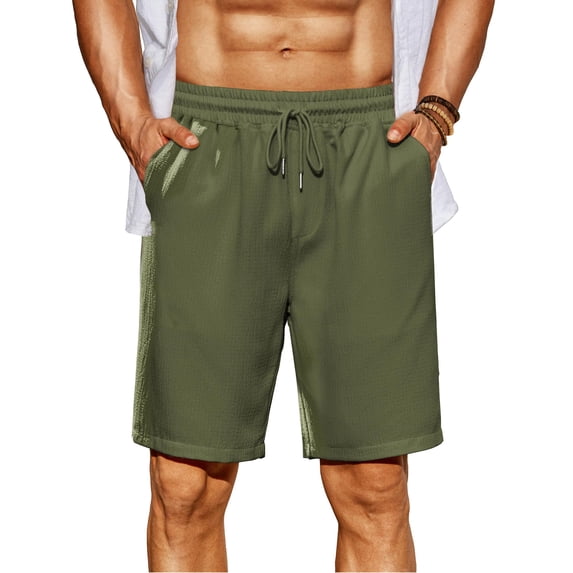 COOFANDY Mens Lightweight 9 inch Elastic Waist Drawstring Casaul Beach Summer Shorts
