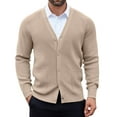 thumbnail image 1 of COOFANDY Mens Button Down Cardigan Sweater Solid Basic Casual Slim Fit Ribbed V Neck Sweater with Pockets, 1 of 5
