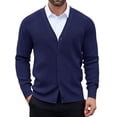 thumbnail image 1 of COOFANDY Mens Button Down Cardigan Sweater Solid Basic Casual Slim Fit Ribbed V Neck Sweater with Pockets, 1 of 5