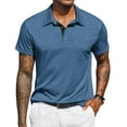 thumbnail image 1 of COOFANDY Mens Casual Polo T Shirt Short Sleeve Plaid Button Tees Pockets Golf Classic Basic Cotton Stylish Tops Bue, 1 of 9
