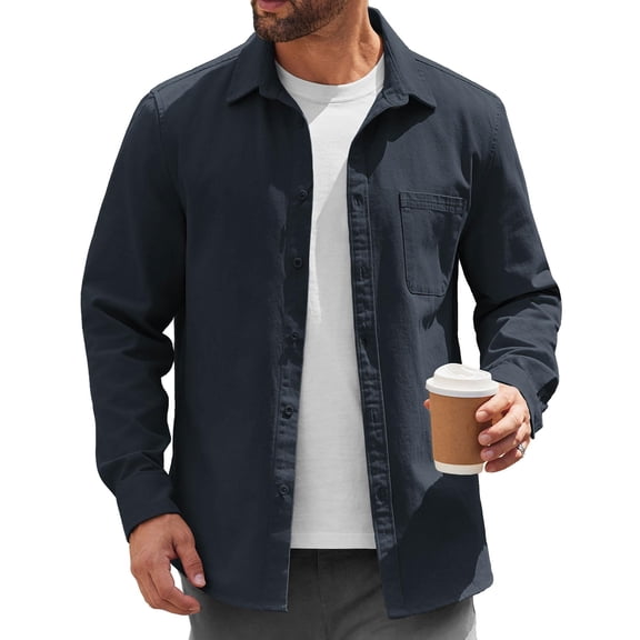 COOFANDY Mens Lightweight Button Down Shirt Jacket Casual Shacket Overshirt