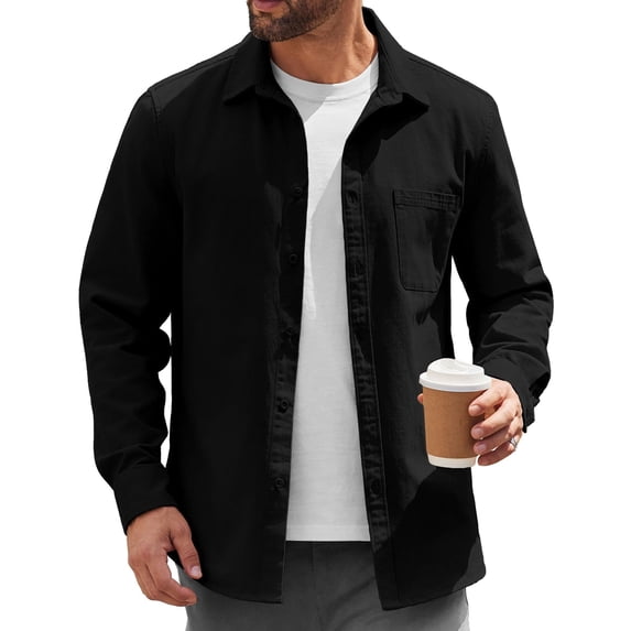 COOFANDY Mens Lightweight Button Down Shirt Jacket Casual Shacket Overshirt