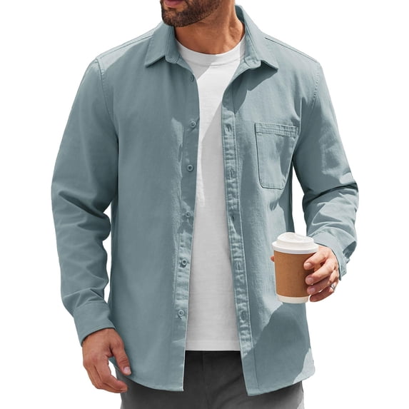 COOFANDY Mens Lightweight Button Down Shirt Jacket Casual Shacket Overshirt