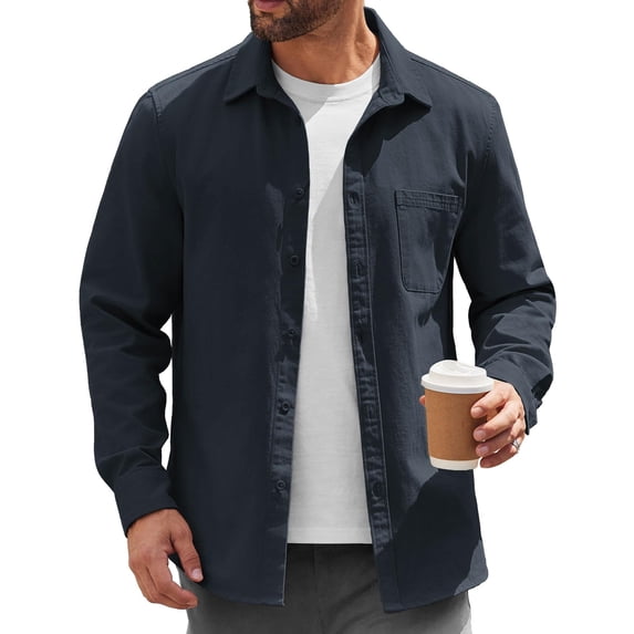 COOFANDY Mens Lightweight Button Down Shirt Jacket Casual Shacket Overshirt
