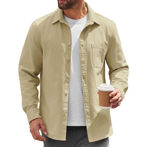 COOFANDY Mens Lightweight Button Down Shirt Jacket Casual Shacket Overshirt