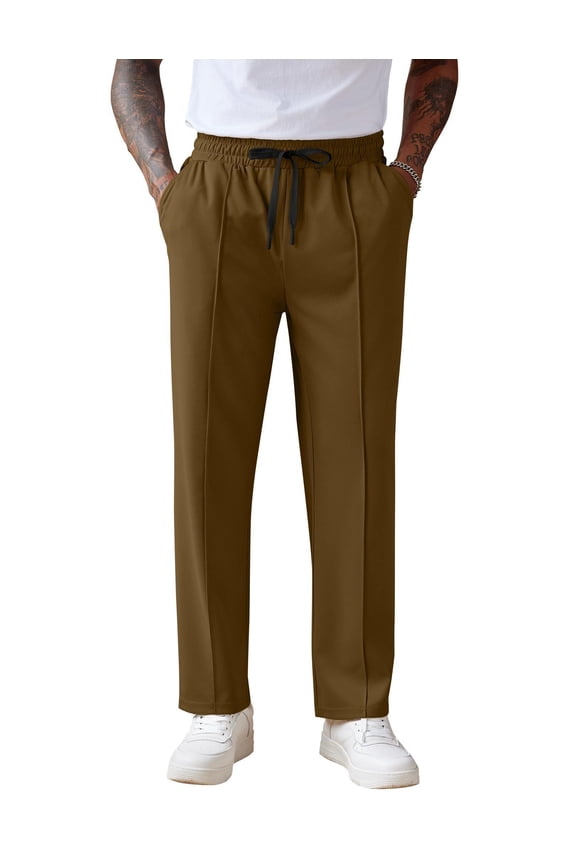 Mens Lightweight Knit Sweatpants Loose Fit Open Bottom Trousers Yoga Pants with Pockets