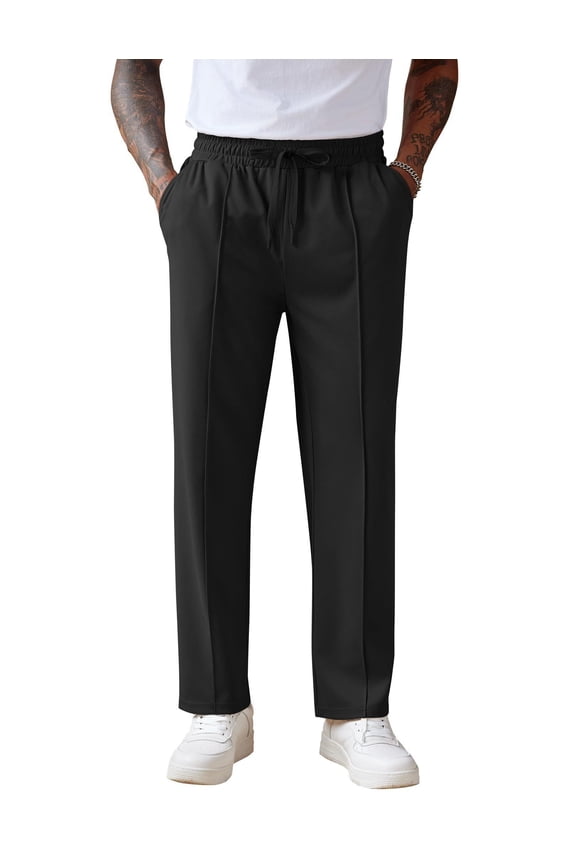 Mens Lightweight Knit Sweatpants Loose Fit Open Bottom Trousers Yoga Pants with Pockets