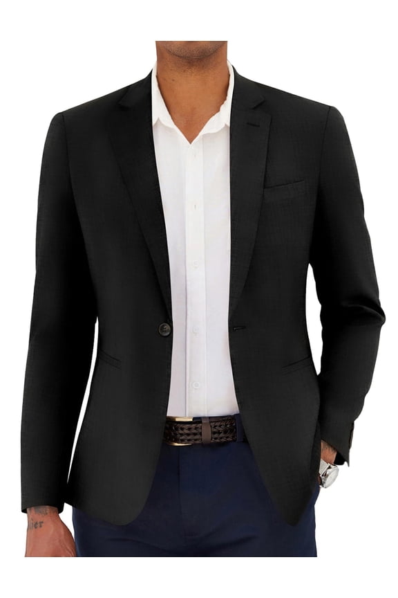 Mens Linen Blazer Casual Sports Coat One Button Slim Fit Classic Bussiness Lightweight Suit Jacket