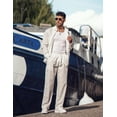 thumbnail image 1 of COOFANDY Mens Coordinated Outfit All White Hawaiian Shirt and Linen Pants Sets Casual Beach Linen Sets 2 Piece, 1 of 13
