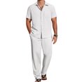 thumbnail image 1 of COOFANDY Mens Linen Sets Outfits 2 Piece Short Sleeve Button Down Shirts Summer Beach Pants Resort Wear Outfits, 1 of 6