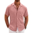 thumbnail image 1 of COOFANDY Mens Linen Shirts Short Sleeve Cuban Collar Beach Shirt Regular Fit Summer Resort Shirts, 1 of 6