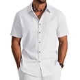 thumbnail image 1 of COOFANDY Mens Linen Short Sleeve Button Down Shirts Cotton Textured Casual Summer Collared Shirts for Men Beach Vacation Clothing, 1 of 6