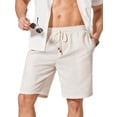 thumbnail image 1 of COOFANDY Mens Linen Shorts 9" Casual Beach Shorts Elastic Waist Summer Vacation Short, 1 of 6
