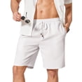 thumbnail image 1 of COOFANDY Mens Linen Shorts 9" Casual Beach Shorts Elastic Waist Summer Vacation Short, 1 of 6