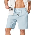 thumbnail image 1 of COOFANDY Mens Linen Shorts 9" Casual Beach Shorts Elastic Waist Summer Vacation Short, 1 of 6