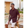 thumbnail image 1 of COOFANDY Mens Linen Textured Vacation Beach Shirt Collared Button Down Shirt Short Sleeve Casual Shirts, 1 of 6