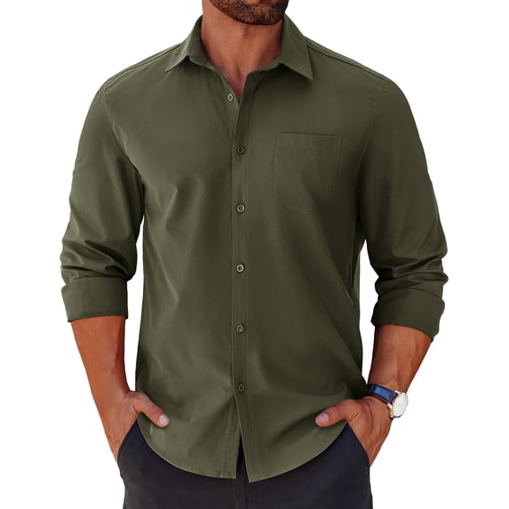 COOFANDY Mens Long Sleeve Button Down Shirts Untucked Shirts for Men Casual Dress Shirts Wedding Shirts