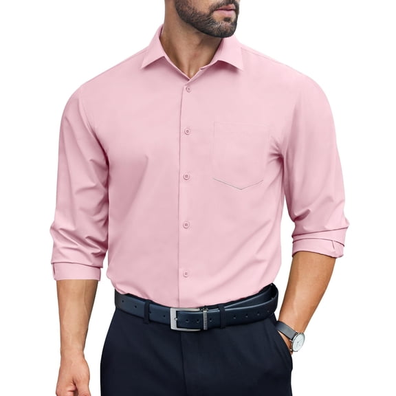 COOFANDY Mens Formal Business Shirt Wrinkle Free Dress Shirts Long Sleeve Button Down Shirt