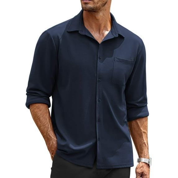 COOFANDY Long Sleeve Casual Shirts for Men Slim Fit Button Down Shirts Wrinkle Free Untucked Shirts