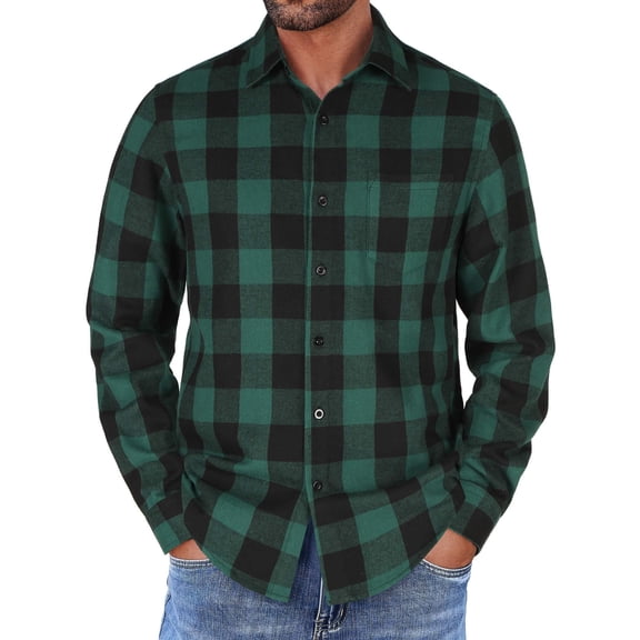 COOFANDY Mens Flannel Shirts Long Sleeve Button Down Shirt with Pocket Casual Shirts Work Shirts for Men