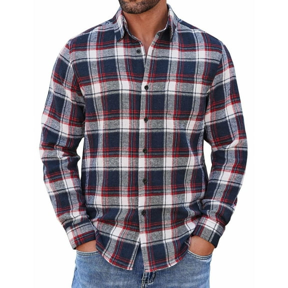 COOFANDY Long Sleeve Flannel Shirt for Men Lightweight with Pocket Plaid Button Up Shirts Casual Stylish Shirts