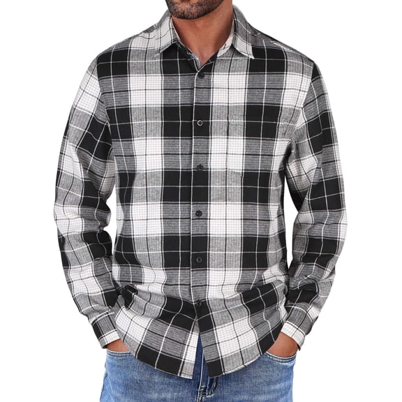 COOFANDY Long Sleeve Flannel Shirt for Men Lightweight with Pocket Plaid Button Up Shirts Casual Stylish Shirts