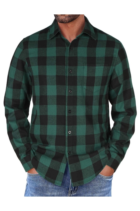 Mens Flannel Shirts Long Sleeve Button Down Shirt with Pocket Casual Shirts Work Shirts for Men