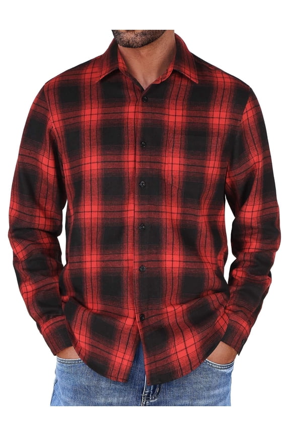Mens Long Sleeve Flannel Shirts with Pocket Christmas Casual Button Down Shirt Work Shirts for Men