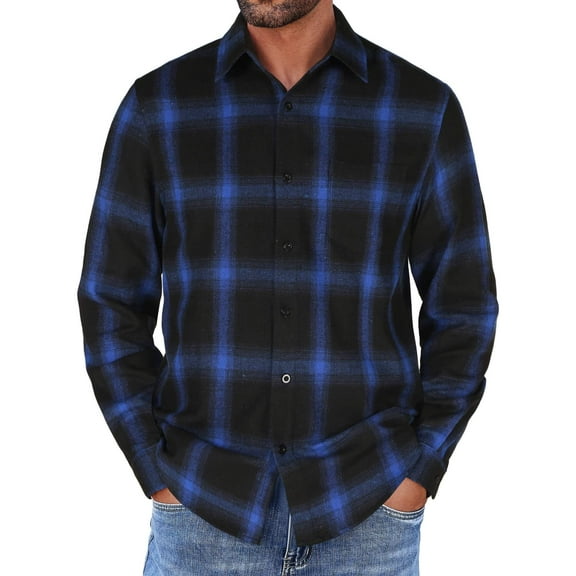 COOFANDY Mens Flannel Shirts Long Sleeve Button Down Shirt with Pocket Casual Shirts Work Shirts for Men