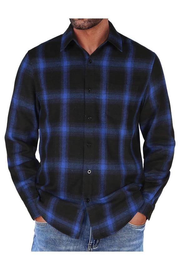 Mens Flannel Shirts Long Sleeve Button Down Shirt with Pocket Casual Shirts Work Shirts for Men