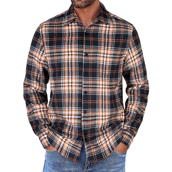 COOFANDY Mens Long Sleeve Flannel Shirts with Pocket Lightweight Casual Button Down Shirt Work Shirts for Men