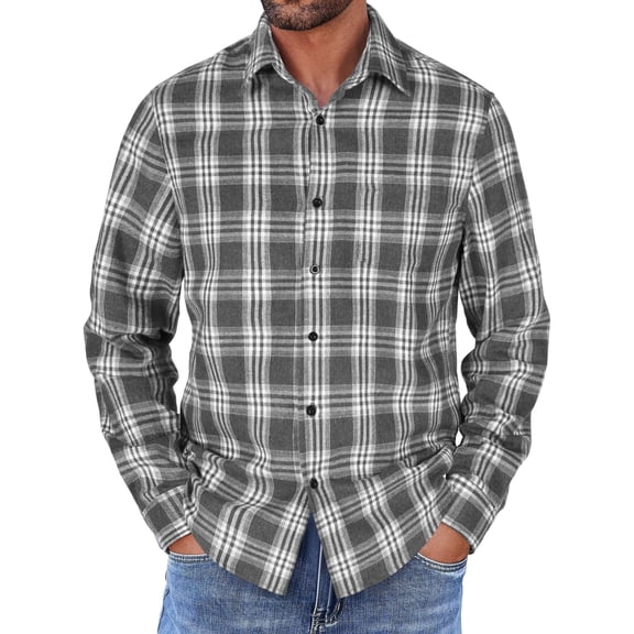 COOFANDY Mens Long Sleeve Flannel Shirts with Pocket Lightweight Casual Button Down Shirt Work Shirts for Men