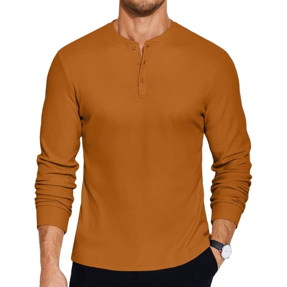 COOFANDY Mens Long Sleeve Henley T-Shirts Basic Thermal Pullover Stretch Tee Shirts Fashion Casual Tops