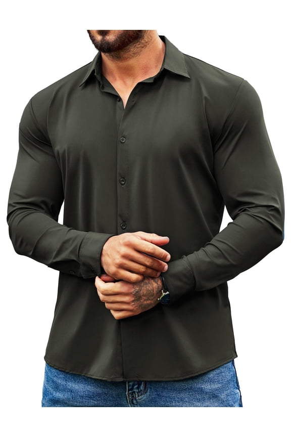 Luxury Silk Dress Shirt for Men Satin Long Sleeve Casual Shirts Wedding Prom