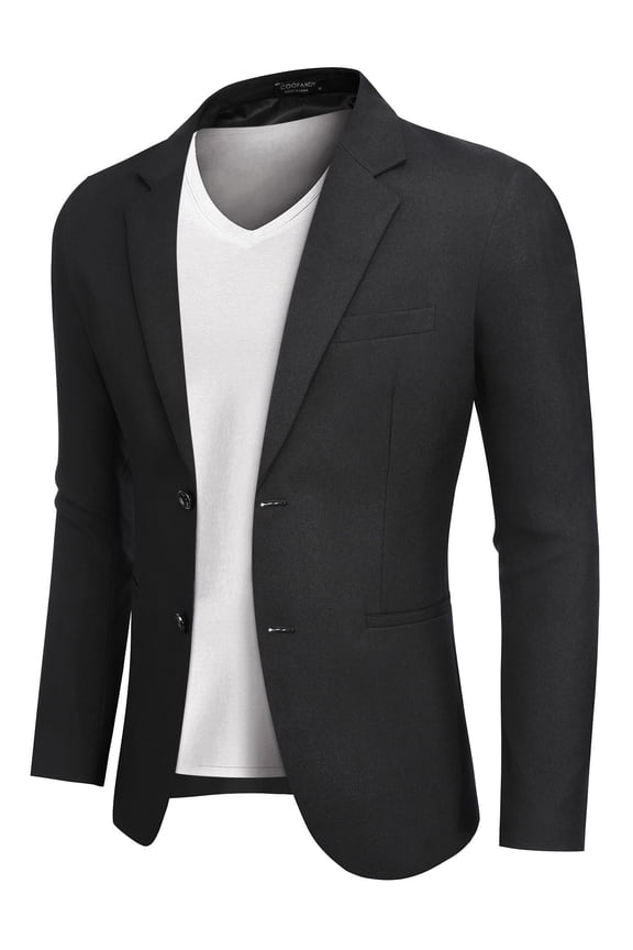 Mens Two Button Suit Jackets Lapel Collar Sport Coats with Pockets
