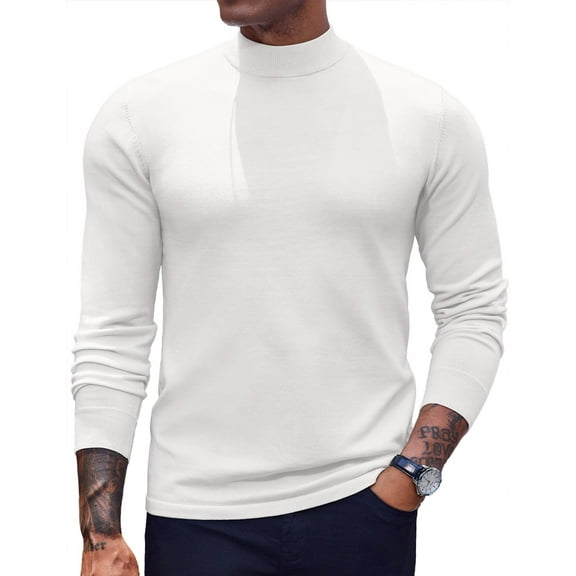 COOFANDY Men's Mock Turtleneck Sweaters Long Sleeve Casual Knit Shirts Half Neck Thermal Lightweight Pullover Sweater