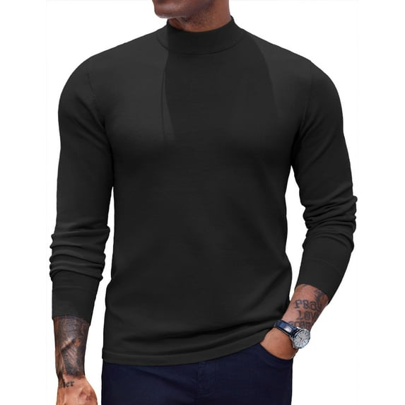 COOFANDY Mens Mock Neck Sweaters Turtleneck Long Sleeve Sweater Shirts High Neck Lightweight Pullover Tops