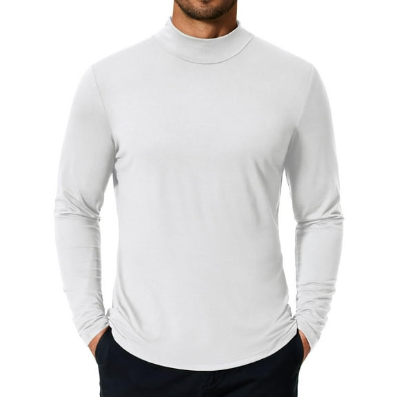 COOFANDY Men's Fashion Mock Neck T Shirts Long Sleeve Turtleneck Pullover Shirts Basic Slim Fitted Tee Shirts