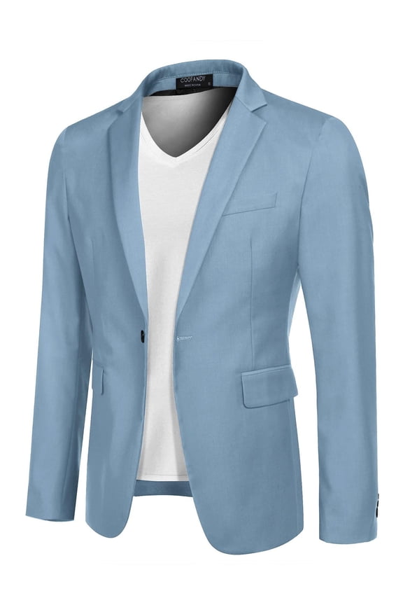 Mens One Button Casual Blazer - Sport Coat Business Suit Jacket