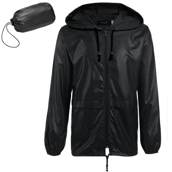 COOFANDY Mens Rain Jacket Packable Rain Jacket Lightweight Waterproof Raincoat with Hood Outdoor Rain Gear Travel Hiking Cycling