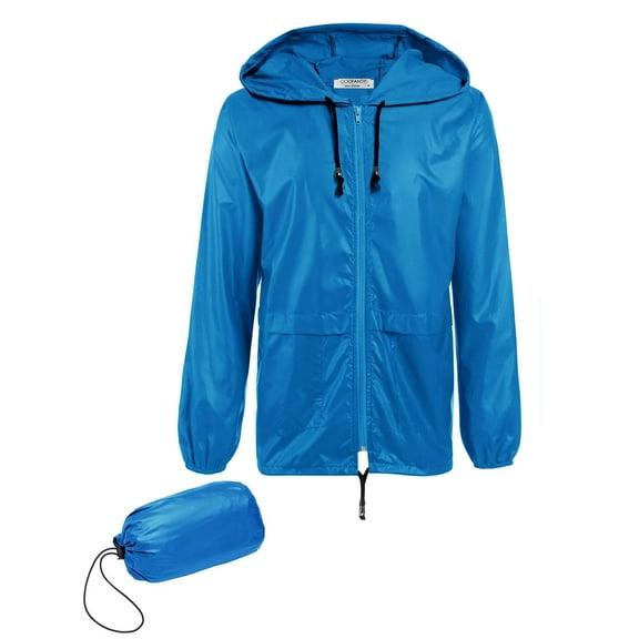 COOFANDY Mens Rain Jacket Packable Rain Jacket Lightweight Waterproof Raincoat with Hood Outdoor Rain Gear Travel Hiking Cycling