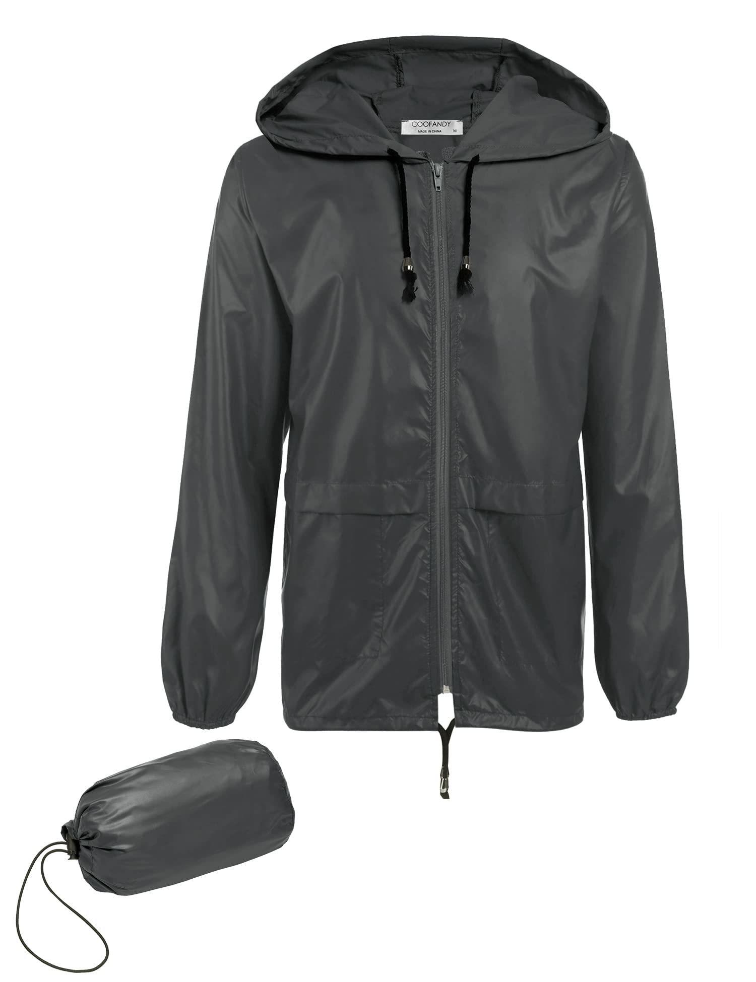 COOFANDY Mens Rain Jacket Packable Rain Jacket Lightweight Waterproof ...